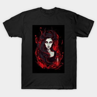 Gothic Woman in Flames T-Shirt